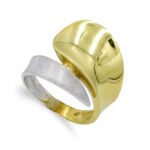 18K SORTIJA ORO BICOLOR CRUZADA MATE Y BRILLO, ANCHO: 18MM