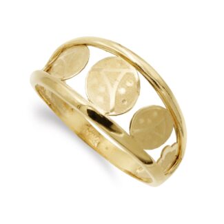 18K SORTIJA ORO AMARILLO CALADA CON MARIQUITAS, ANCHO 10 MM