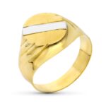 18K SELLO ORO BICOLOR HUECO OVAL CON BANDA, ZONA GRABADO: 14X12 MM