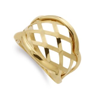 18K SORTIJA ORO AMARILLO MOTIVOS CALADOS, ANCHO 16 MM