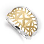 18K SORTIJA ORO BICOLOR MOTIVOS CALADOS, ANCHO: 14 MM