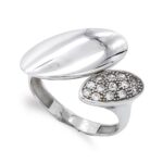 18K SORTIJA ORO BLANCO CON DETALLES OVALES AJUSTABLE ABIERTA, ANCHO: 14,5 MM