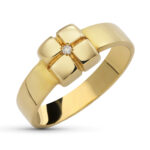 18K SORTIJA ORO AMARILLO DIAMANTE TALLA BRILLANTE 0,03QT, ANCHO: 7X7 MM