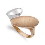 18K SORTIJA ORO BICOLOR MOTIVOS OVALES ANCHO 23X14 MM