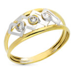 18K SORTIJA ORO BICOLOR DOBLE CUERPO CON CIRCONITA Y MOTIVOS CALADOS, ANCHO: 9 MM