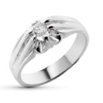 18K SOLITARIO ORO BLANCO DIAMANTE 0,20 QTS, ANCHO: 7 MM
