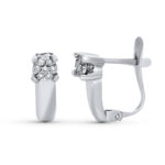 18K PENDIENTES ORO BLANCO DIAMANTES NATURALES 0,100 QTES SI-H, MEDIDA: 13 X 4 MM CIERRE CATALAN