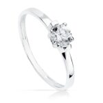 18K SOLITARIO ORO BLANCO CIRCONITA 4 MM