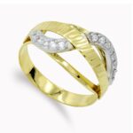 18K SORTIJA ORO BICOLOR MACIZO CON CIRCONITAS, ANCHO: 11,5 MM