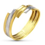 18K SORTIJA ORO BICOLOR CON BANDAS CRUZADAS, ANCHO: 8MM