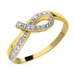 18K SORTIJA ORO BICOLOR LAZO CON CIRCONITAS, ANCHO: 6,5 MM