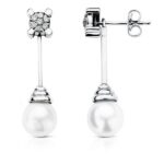 18K PENDIENTES ORO BLANCO AUSTRALIANA DIAMANTES NATURALES 0,25 QTS, SI-H, MEDIDA: 30X9 MM CIERRE PRESION