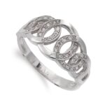 18K SORTIJA ORO BLANCO CON CIRCULOS BRILLO Y CIRCONITAS, ANCHO 10 MM