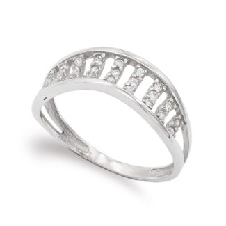 18K SORTIJA ORO BLANCO CON CIRCONITAS, ANCHO: 6,5 MM