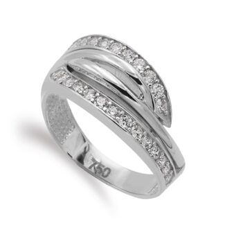 18K SORTIJA ORO BLANCO CON CIRCONITAS, ANCHO 10 MM