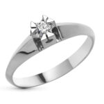 18K SOLITARIO ORO BLANCO DIAMANTE TALLA BRILLANTE 0,100 QTS, ANCHO: 5 MM