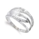 18K SORTIJA ORO BLANCO CALADA CON CIRCONITAS, ANCHO: 12 MM