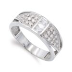 18K SORTIJA ORO BLANCO CON CIRCONITAS, ANCHO: 7 MM