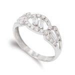 18K SORTIJA ORO BLANCO CON CIRCONITAS, ANCHO: 8 MM