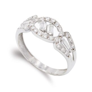 18K SORTIJA ORO BLANCO CON CIRCONITAS, ANCHO: 8 MM