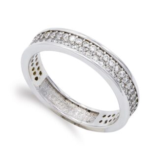 18K SORTIJA ORO BLANCO CON CIRCONITAS, ANCHO: 4,5 MM