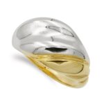 18K SORTIJA ORO BICOLOR LISA CON BANDAS CRUZADAS, ANCHO: 13 MM