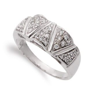 18K SORTIJA ORO BLANCO MOTIVOS CON CIRCONITA 18 MM CUERPO 3 MM