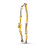 18K PULSERA ORO BICOLOR CIRCONITA BARRAS