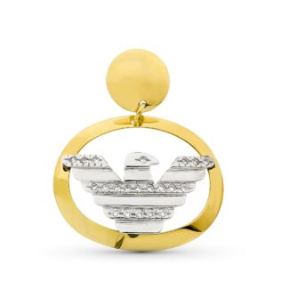 18K COLGANTE ORO BICOLOR OVAL CON AGUILA 26X32 MM