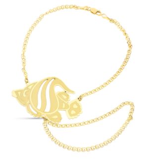 18K PULSERA ORO AMARILLO INDIA CON PEZ LASER MATIZADO,