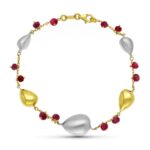 18K PULSERA ORO BICOLOR Y PIEDRAS DE COLORES