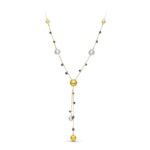 18K GARGANTILLA ORO BICOLOR BOLAS MATE Y BRILLO Y PIEDRAS
