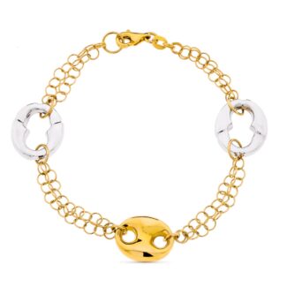 18K PULSERA BICOLOR NUDO BARCO
