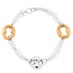 18K PULSERA BICOLOR ORO BLANCO Y ORO ROSA NUDO BARCO