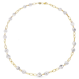 18K GARGANTILLA ORO BICOLOR FLORES 45CM