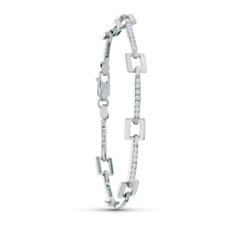 18K PULSERA ORO BLANCO CUADRADOS Y BARRAS CIRCONITAS