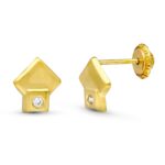 18K PENDIENTES ORO AMARILLO ROMBOS 7X7 MM CIERRE TUERCA