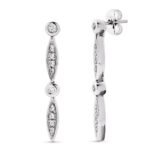 18K PENDIENTES ORO BLANCO LARGOS CIRCONITA 30X4 MM CIERRE PRESION