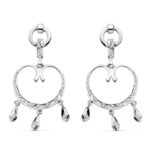 18K PENDIENTES ORO BLANCO CIRCONITA 42X20 MM CIERRE PRESION