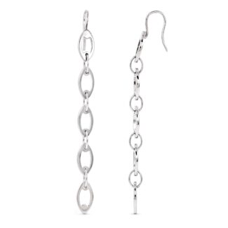 18K PENDIENTES ORO BLANCO CADENITAS, 64X5 MM CIERRE GANCHO