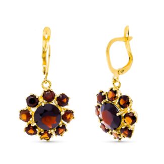18K PENDIENTES ORO AMARILLO DE GRANATE 30X16 MM CIERRE GANCHO