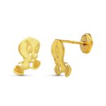 18K PENDIENTES ORO AMARILLO PIOLIN LASER, 9X6 MM CIERRE TUERCA