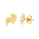 18K PENDIENTES ORO AMARILLO MARIPOSA Y LUNA 9X8 MM CIERRE PRESION