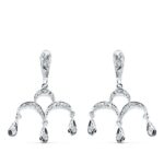 18K PENDIENTES ORO BLANCO CIRCONITA 33X21 MM CIERRE PRESION