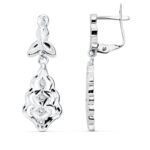 18K PENDIENTES CUBANAS ORO BLANCO 27X9 MM CIERRE PRESION