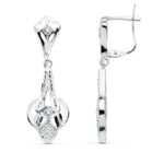 18K PENDIENTES CUBANAS ORO BLANCO 32X10 MM CIERRE CATALAN