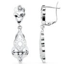 18K PENDIENTES CUBANAS ORO BLANCO 34X9 MM CIERRE CATALAN