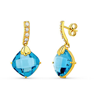 18K PENDIENTES PIEDRA COLOR CIERRE PRESION