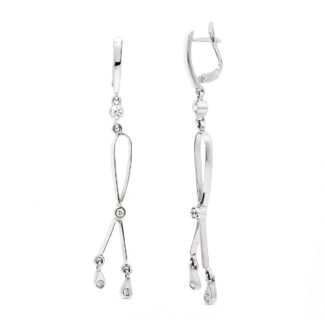 18K PENDIENTES LARGOS ORO BLANCO CON CIRCONITA 60X7 MM CIERRE CATALAN