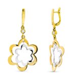 18K PENDIENTES ORO TRICOLOR LARGOS FLORES CIERRE CATALAN